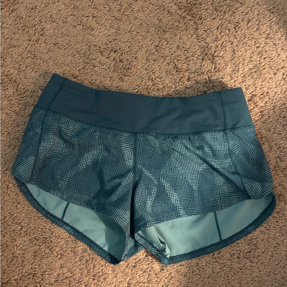 Lululemon Athletica Teal speed up shorts